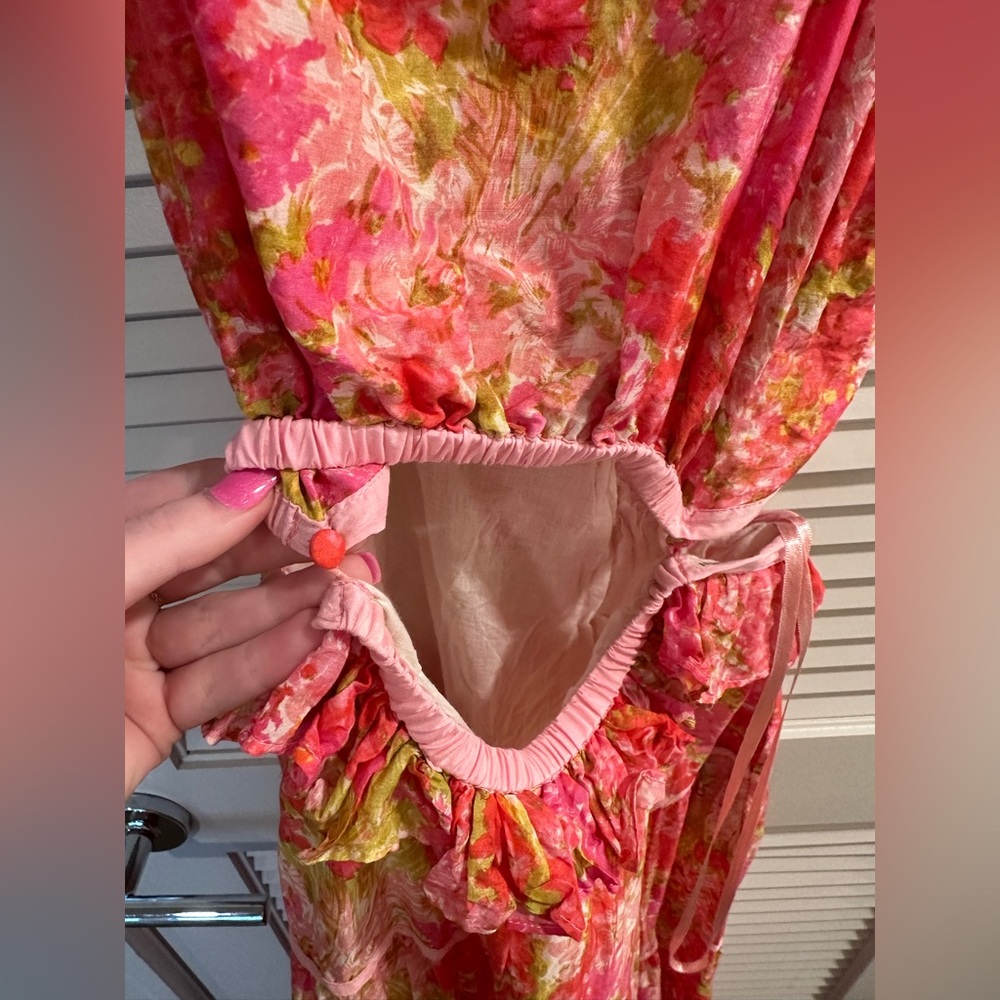 LoveShackFancy Madsen Floral Maxi Dress With Cut Outs - Picture 16 of 16